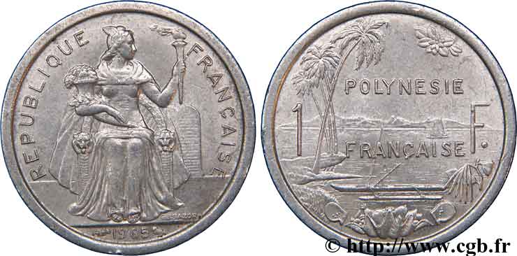 POLINESIA FRANCESA 1 franc 1965 Paris MBC+ 