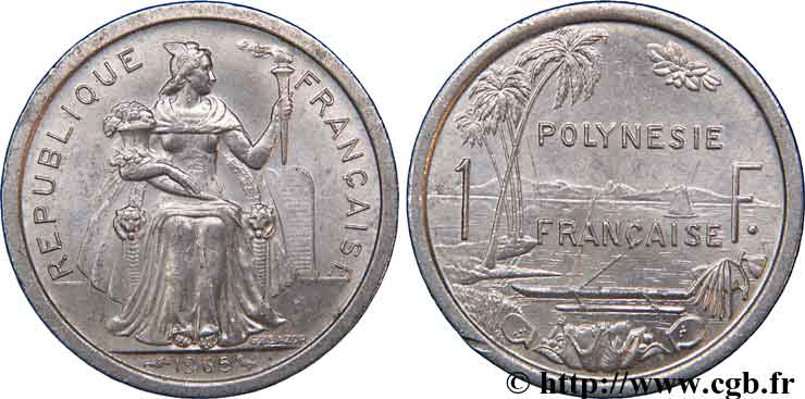 FRENCH POLYNESIA 1 franc 1965 Paris AU 