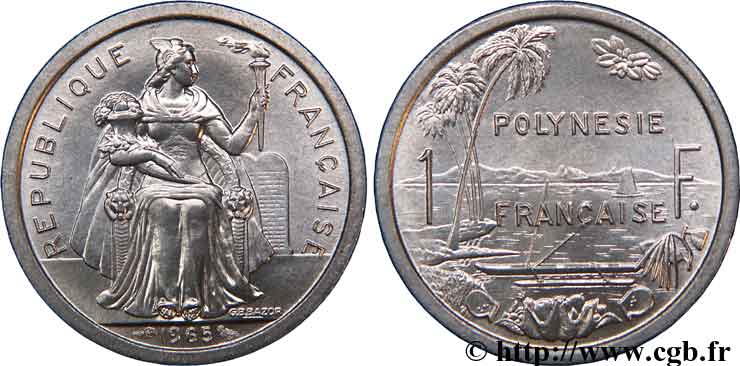 FRENCH POLYNESIA 1 franc 1965 Paris MS 