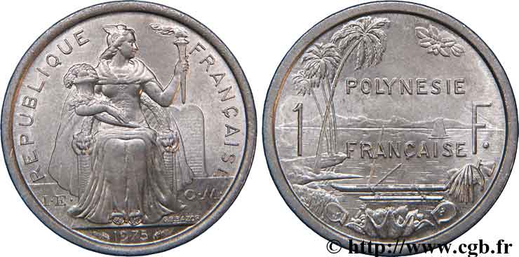 FRENCH POLYNESIA 1 Franc 1975 Paris MS 
