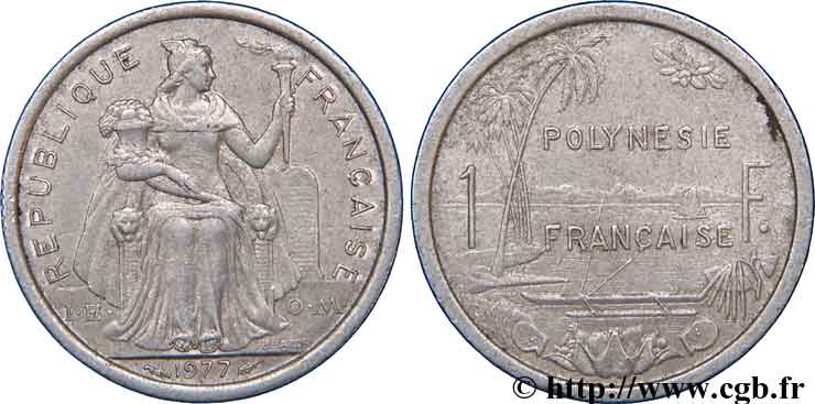 FRENCH POLYNESIA 1 franc 1977 Paris XF 