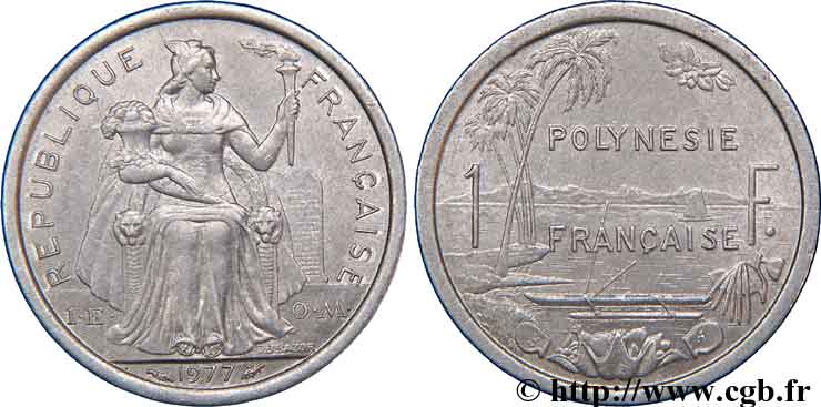 POLINESIA FRANCESE 1 Franc 1977 Paris q.SPL 