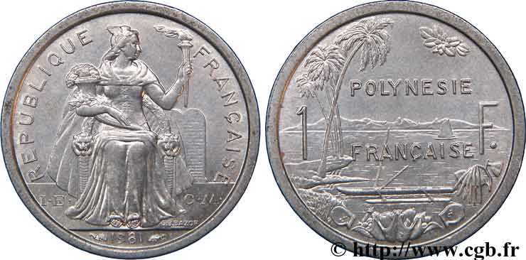 FRENCH POLYNESIA 1 Franc I.E.O.M.  1981 Paris AU 