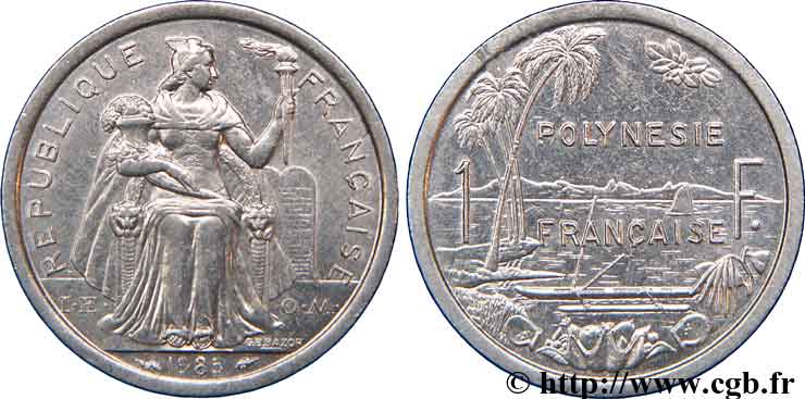 FRENCH POLYNESIA 1 Franc I.E.O.M.  1985 Paris AU 