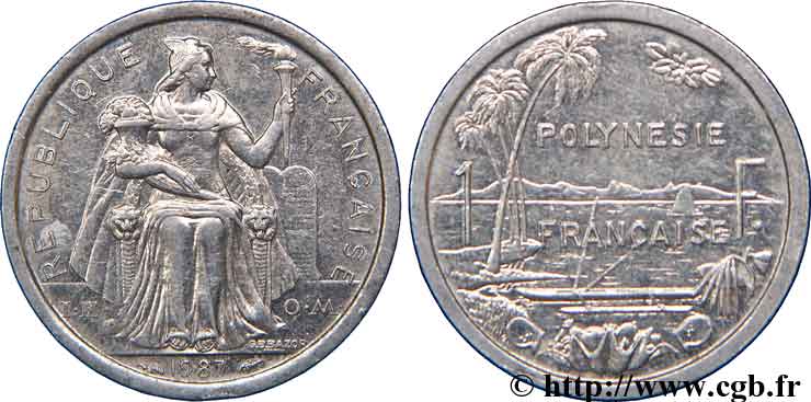 FRENCH POLYNESIA 1 Franc I.E.O.M.  1987 Paris AU 