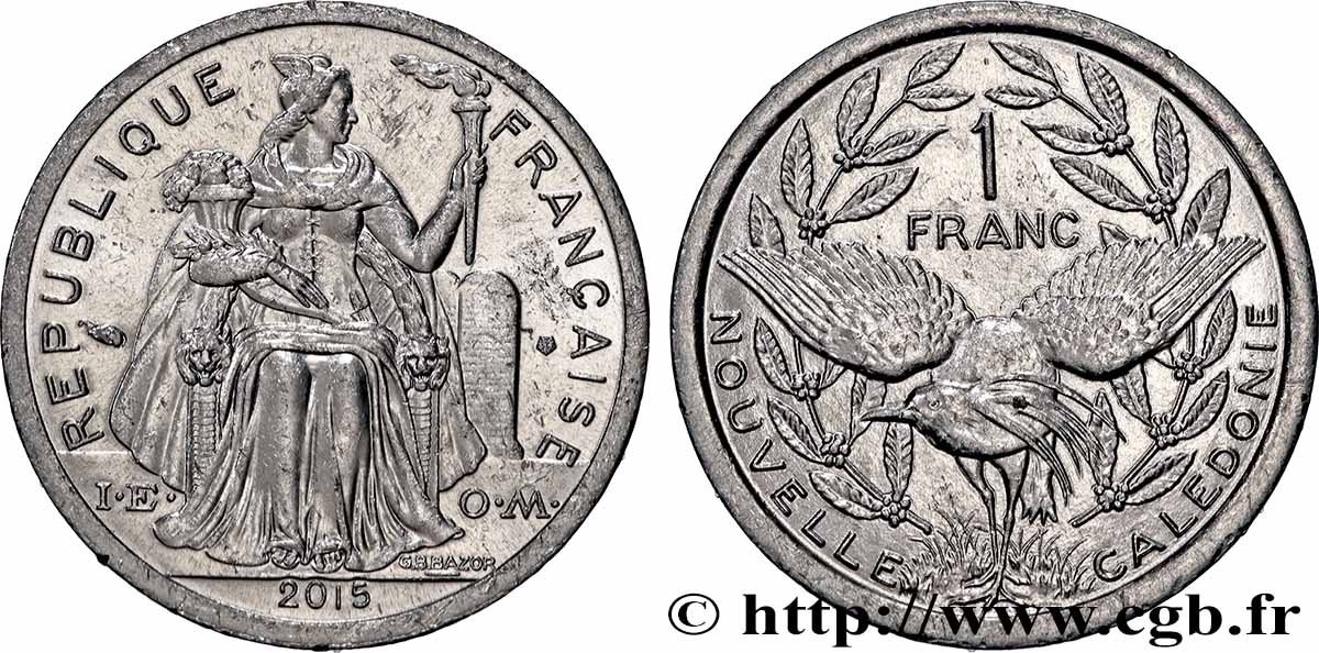NEW CALEDONIA 1 Franc I.E.O.M. 2015 Paris MS 