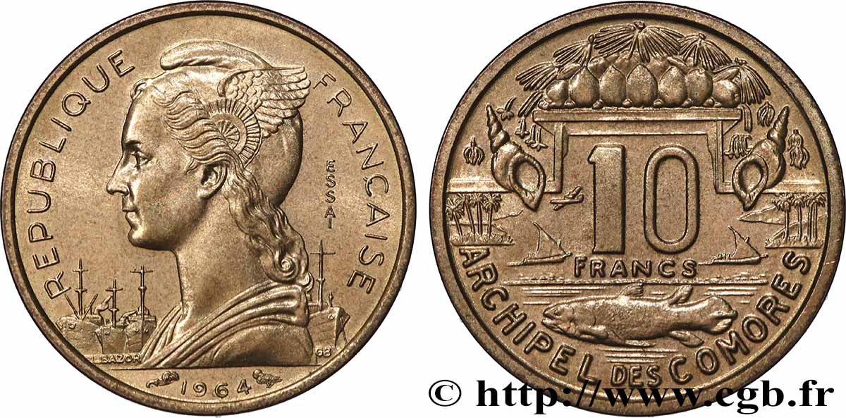 COMORES - Archipel Essai de 10 Francs 1964 Paris SPL 