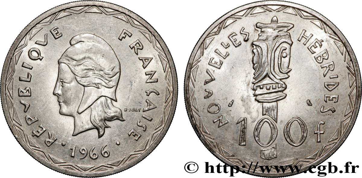 NEW HEBRIDES (VANUATU since 1980) 100 Francs 1966 Paris AU 