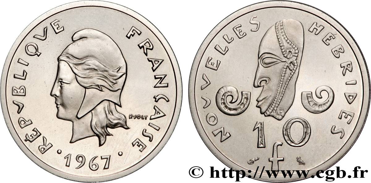 NUEVAS HÉBRIDAS (VANUATU desde 1980) Piéfort de 10 Francs Nickel 1967 Paris FDC 
