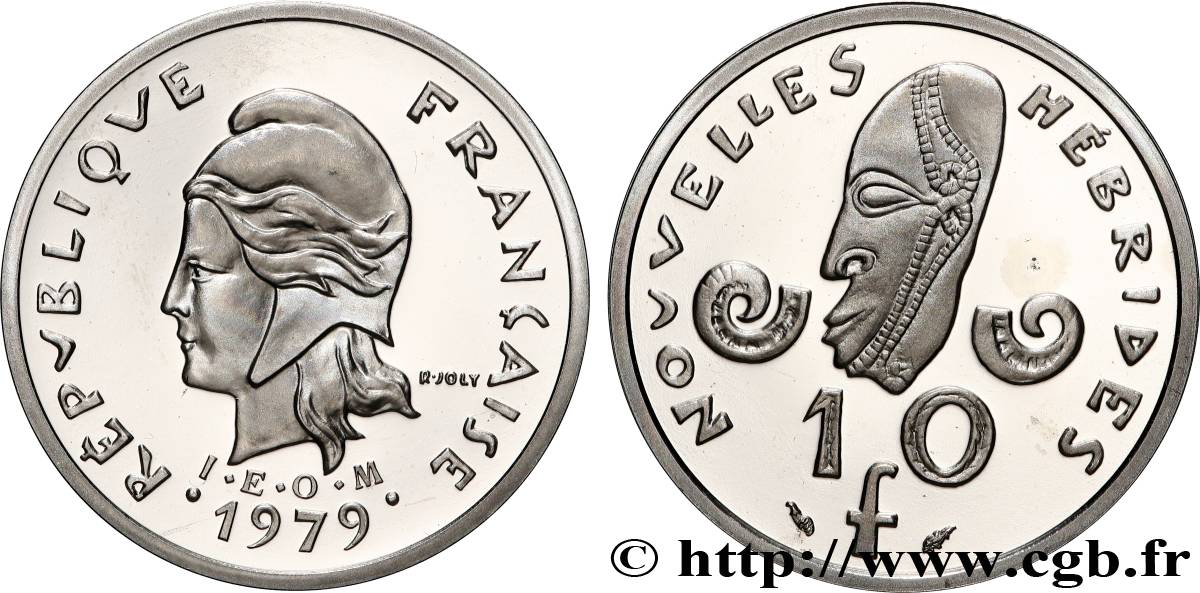 NUOVO EBRIDI (VANUATU dopo1980) Piéfort de 10 Francs IEOM Nickel 1979 Paris MS 