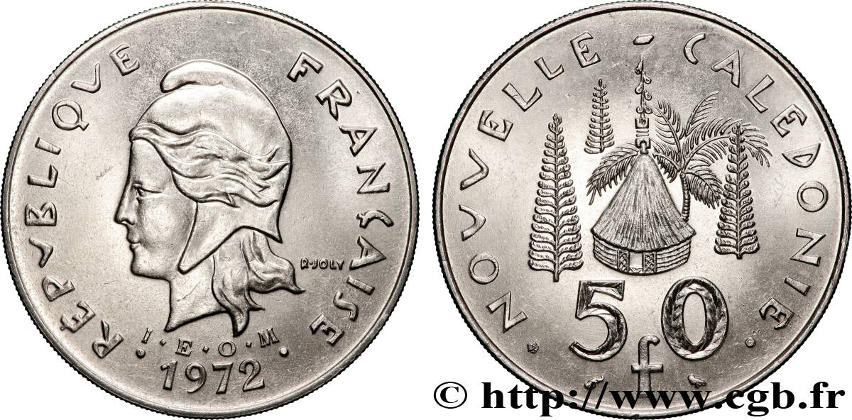 NOUVELLE CALÉDONIE 50 Francs I.E.O.M. 1972 Paris SPL 
