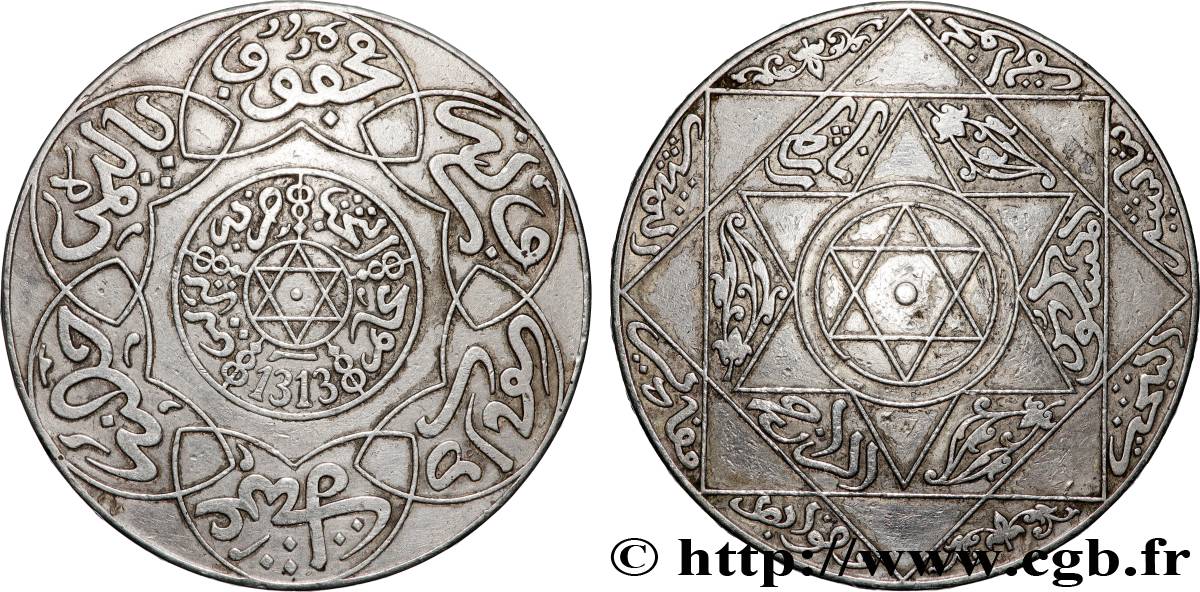 MAROKKO 10 Dirhams Hassan I an 1313 1895  SS 
