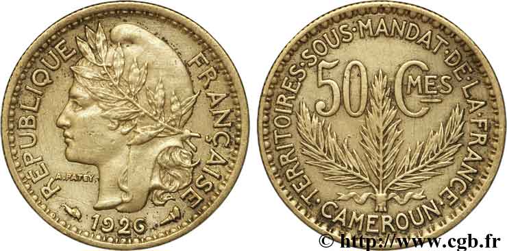 CAMEROON - FRENCH MANDATE TERRITORIES 50 centimes 1926 Paris XF 