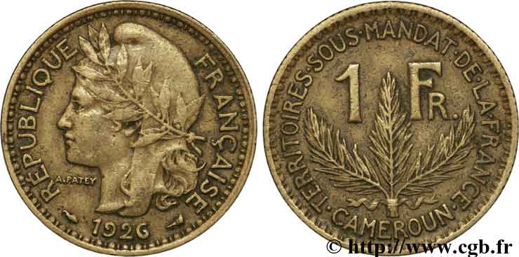CAMERUN - Territorios sobre mandato frances 1 Franc 1926 Paris MBC 