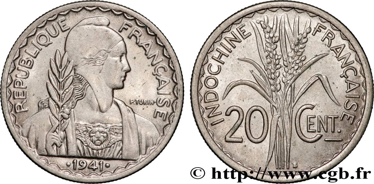 INDOCINA FRANCESE 20 Centièmes 1941 San Francisco SPL 