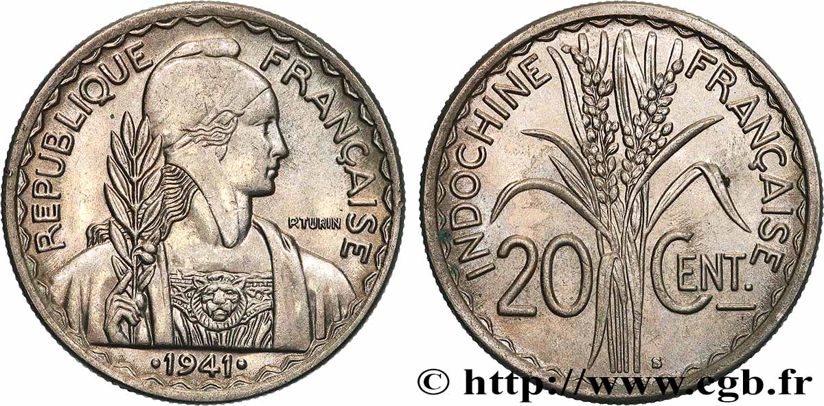 INDOCINA FRANCESE 20 Centièmes 1941 San Francisco SPL 