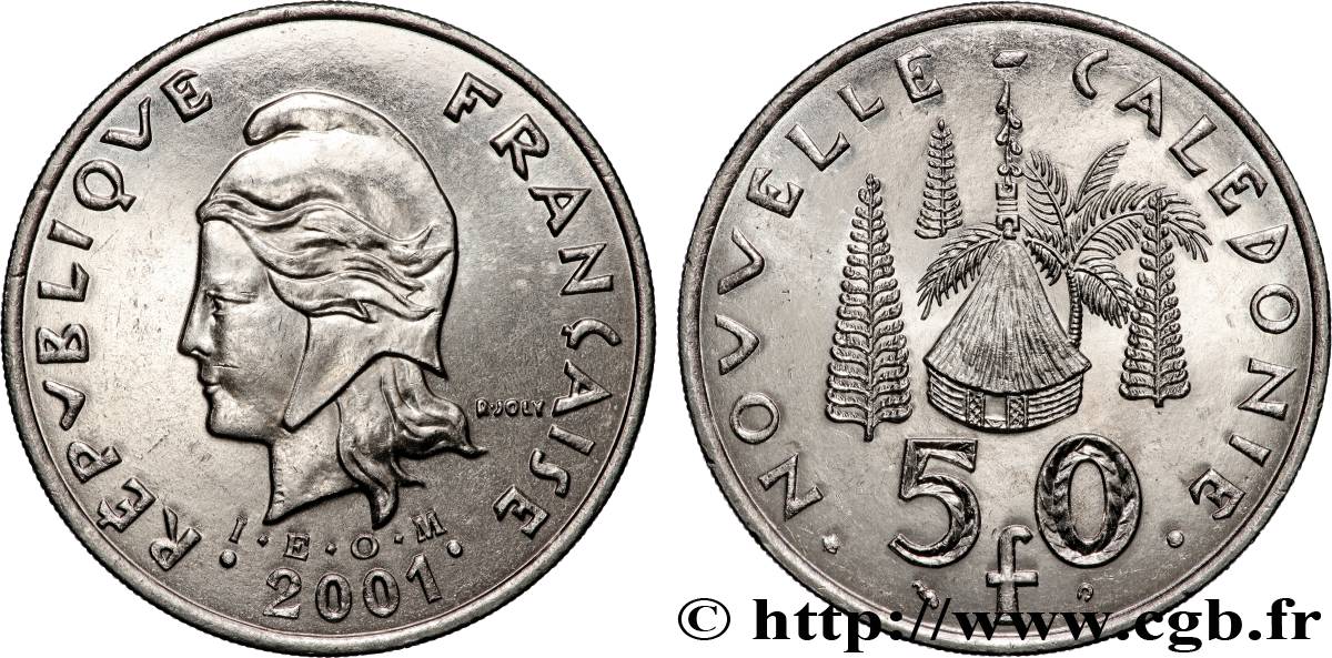 NOUVELLE CALÉDONIE 50 Francs I.E.O.M Marianne 2001 Paris SPL 