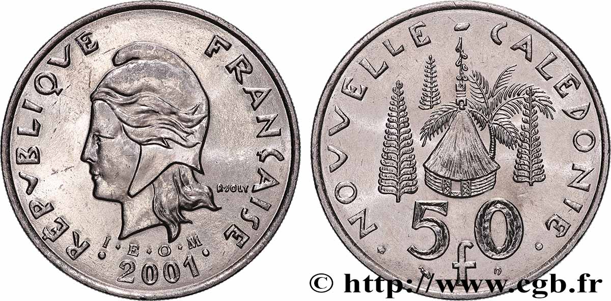 NEUKALEDONIEN 50 Francs I.E.O.M Marianne 2001 Paris fST 