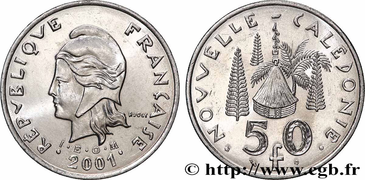 NOUVELLE CALÉDONIE 50 Francs I.E.O.M Marianne 2001 Paris SPL 