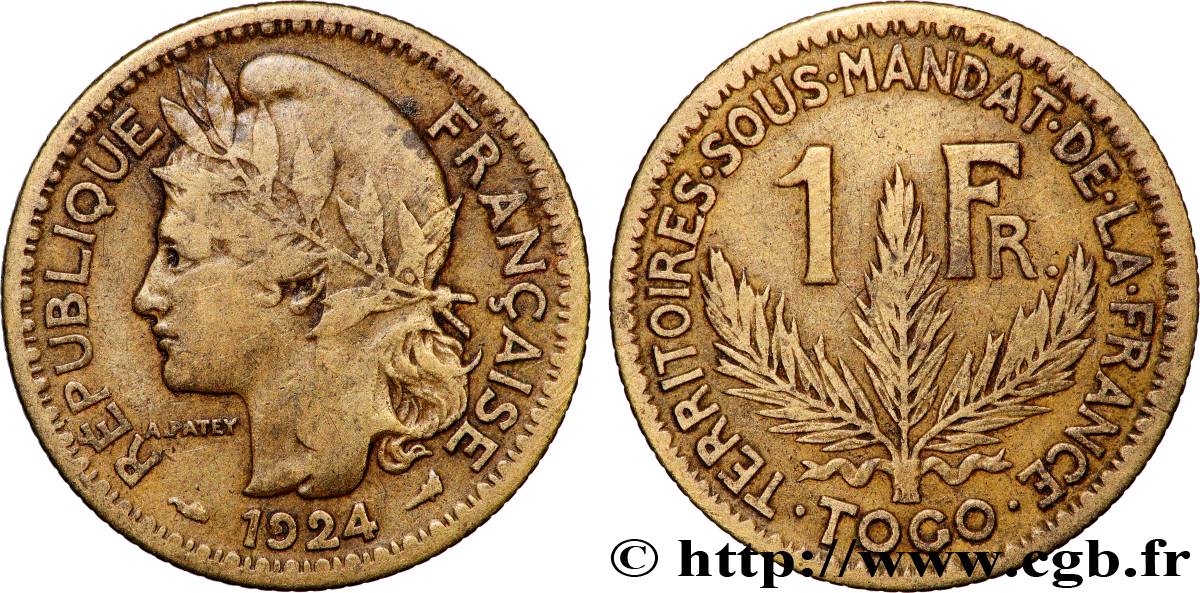 TOGO - FRANZÖSISCHE MANDAT 1 Franc 1924 Paris S 