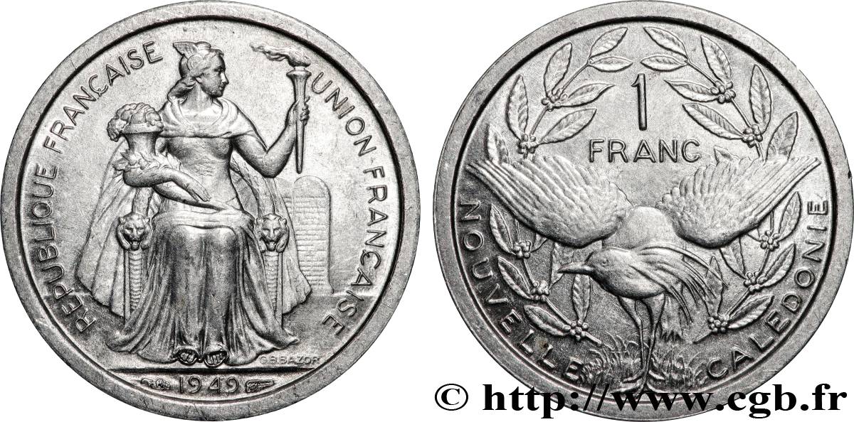 NEW CALEDONIA 1 Franc Union Française 1949 Paris MS 