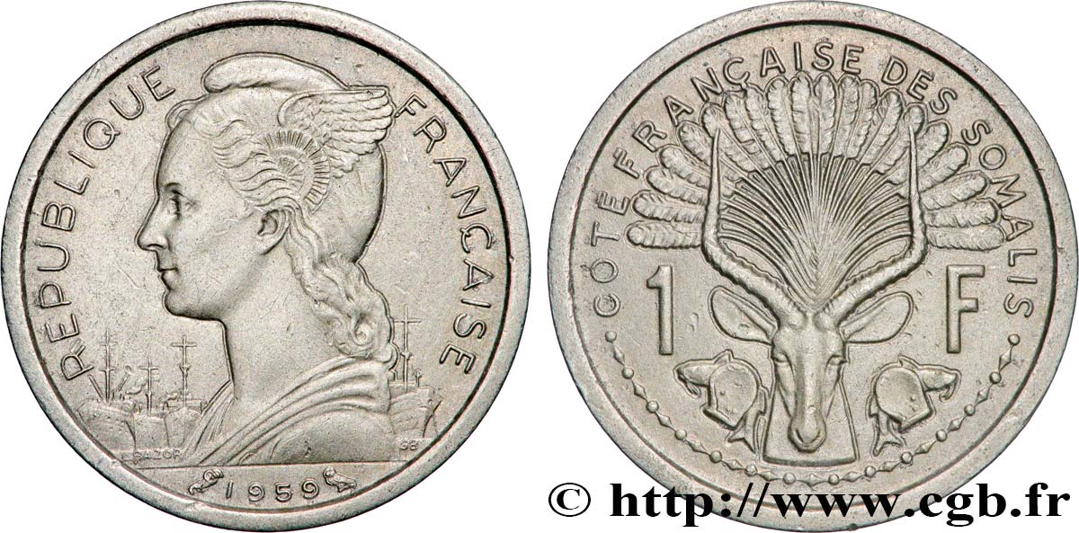 CÔTE FRANÇAISE DES SOMALIS 1 Franc 1959 Paris TTB 