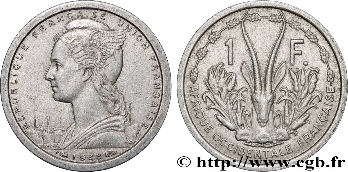 AFRIQUE OCCIDENTALE FRANÇAISE - UNION FRANÇAISE 1 Franc 1948 Paris TTB+ 