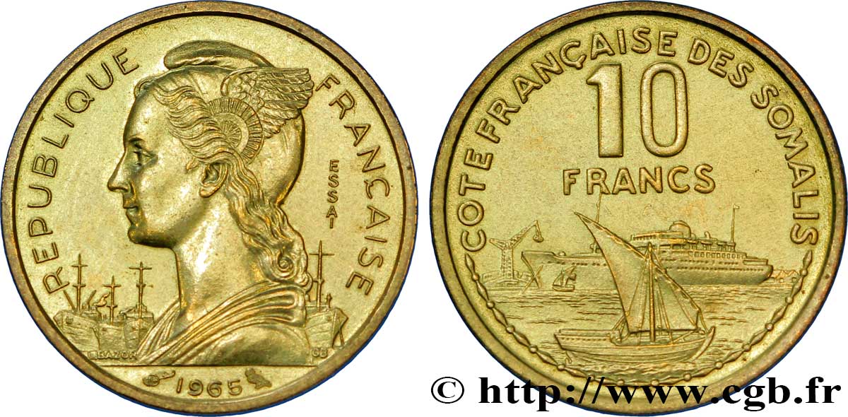 DJIBOUTI - French Territory of the Afars and the Issas  10 Francs ESSAI 1969 Paris MS 