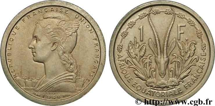 FRANZÖSISCHE EQUATORIAL AFRICA - FRANZÖSISCHE UNION 1 franc ESSAI 1948 Paris fST 