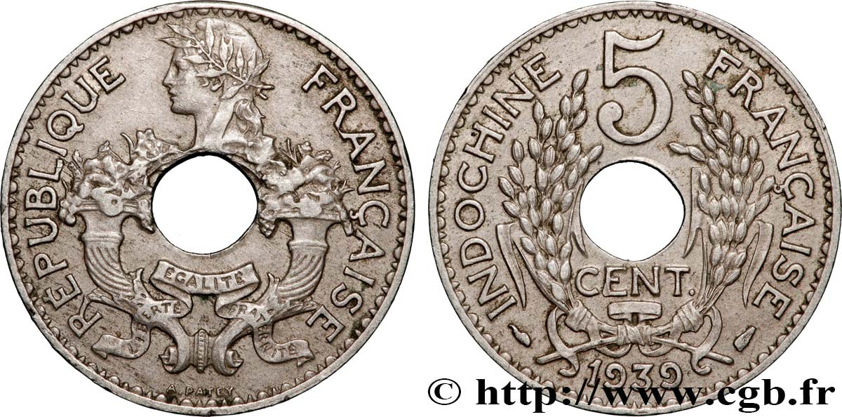 INDOCINA FRANCESE 5 Centièmes 1939 Paris q.SPL 