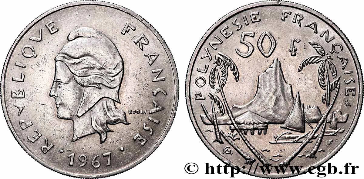 FRENCH POLYNESIA 50 Francs I.E.O.M. 1967 Paris AU 