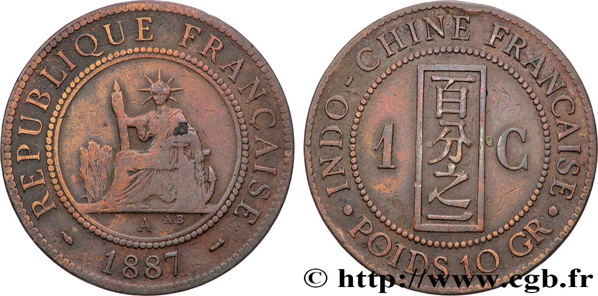 INDOCINA FRANCESE 1 Centième 1887 Paris MB 