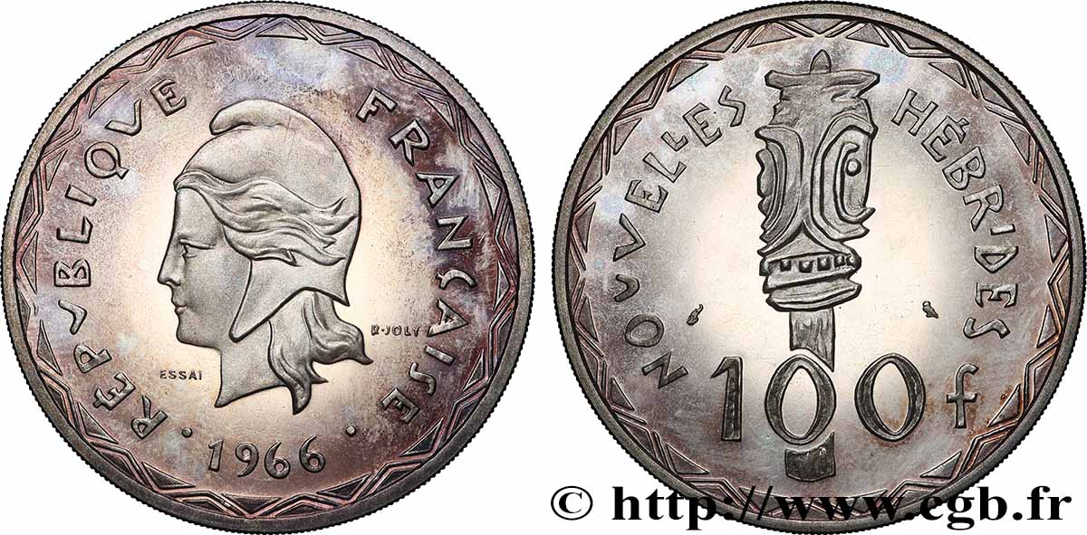 NEW HEBRIDES (VANUATU since 1980) Essai de 100 Francs 1966 Paris MS 