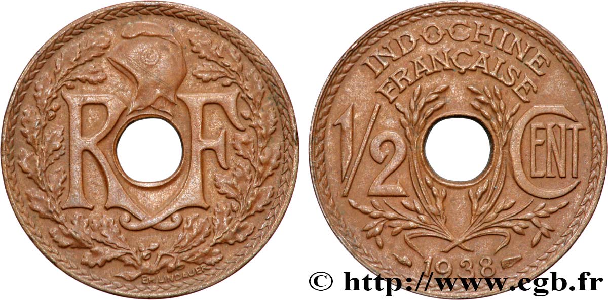 INDOCINA FRANCESE 1/2 Centième 1938 Paris q.SPL 