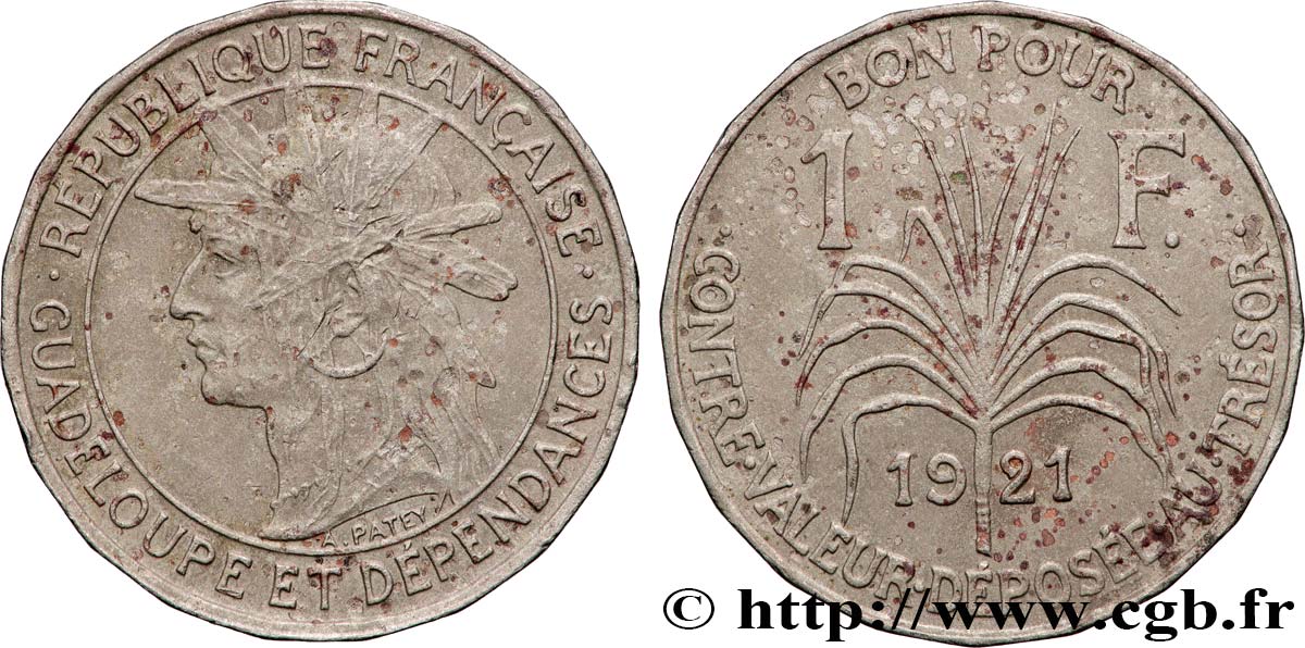 GUADELUPA Bon pour 1 Franc 1921  BB 
