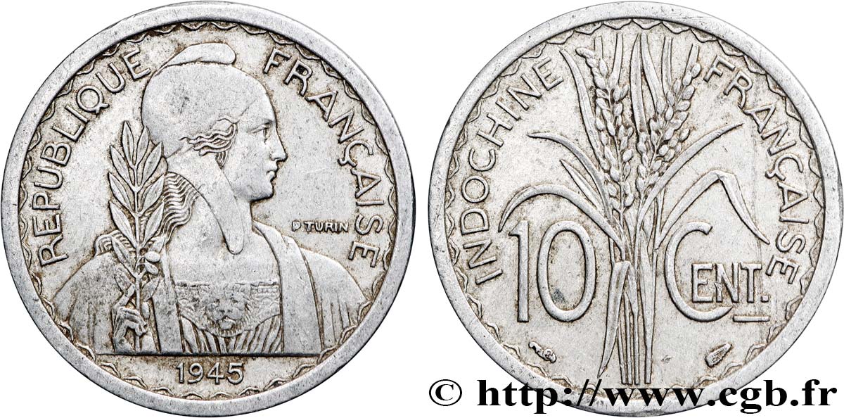 INDOCHINA 10 Centièmes 1945 Paris MBC 