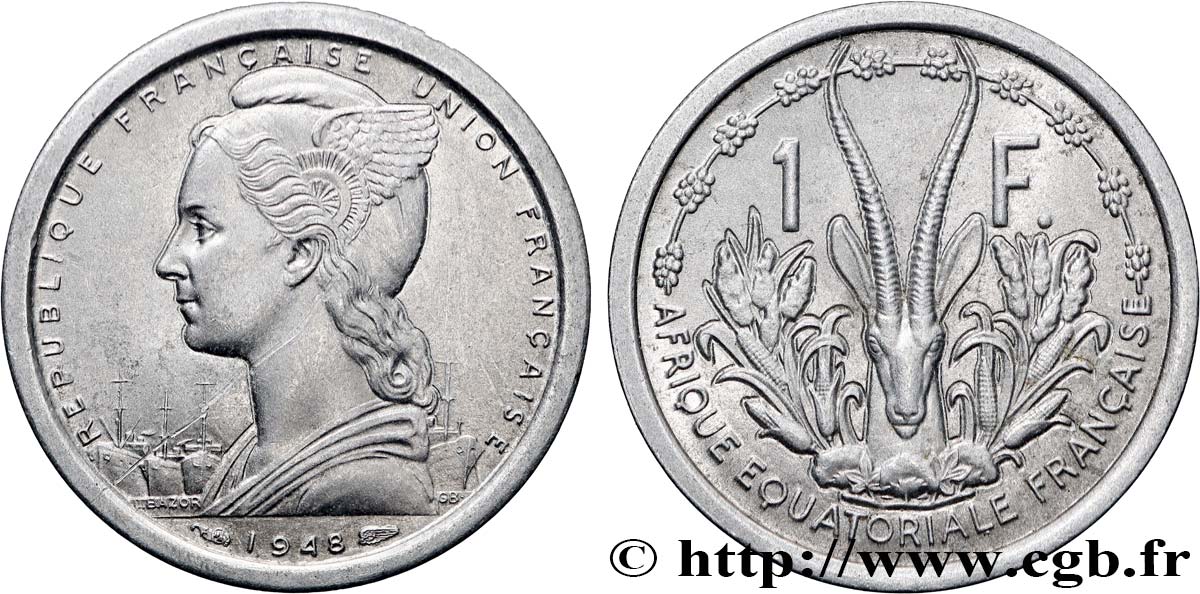 AFRIQUE ÉQUATORIALE FRANÇAISE - UNION FRANÇAISE 1 Franc Union Française 1948 Paris SUP 
