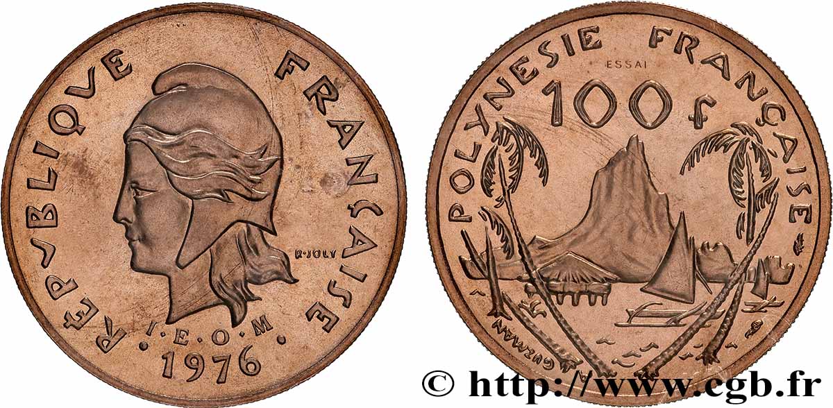 FRANZÖSISCHE-POLYNESIEN Essai de 100 Francs I.E.O.M. 1976 Paris ST 