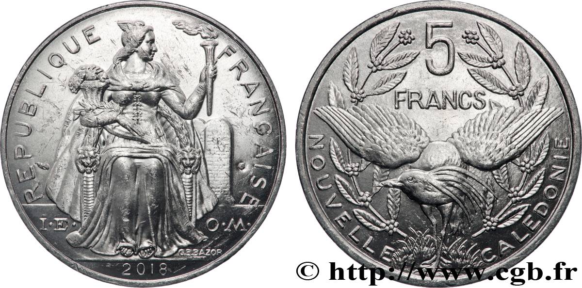 NEW CALEDONIA 5 Francs I.E.O.M. 2018 Paris AU 