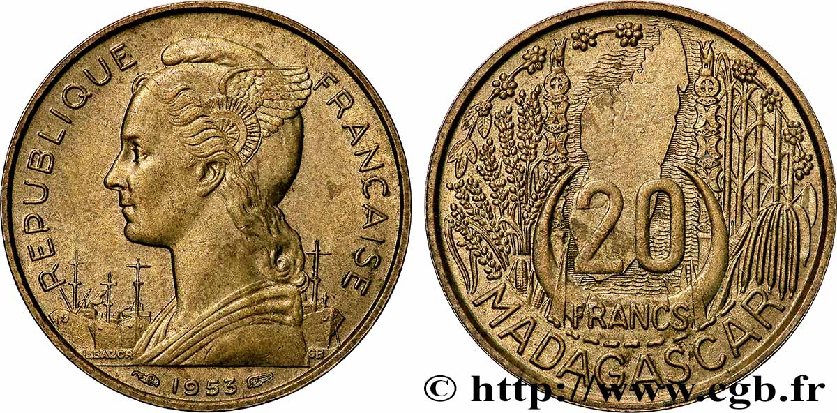 MADAGASKAR - FRANZÖSISCHE UNION 20 Francs 1953 Paris VZ 