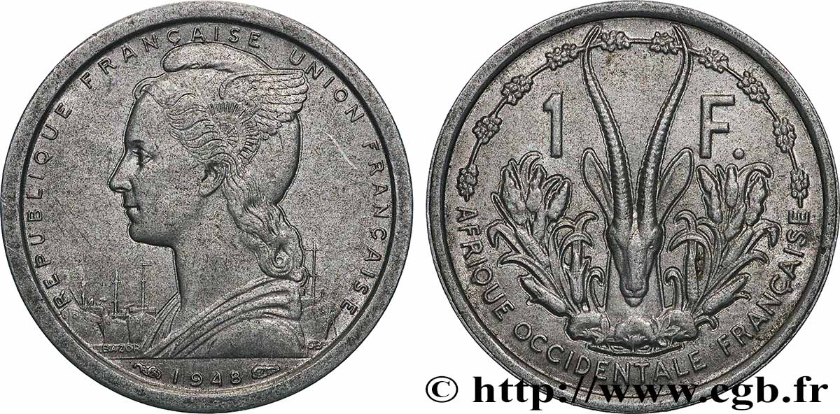 FRANZÖSISCHE WESTAFRIKA - FRANZÖSISCHE UNION 1 Franc 1948 Paris fVZ 