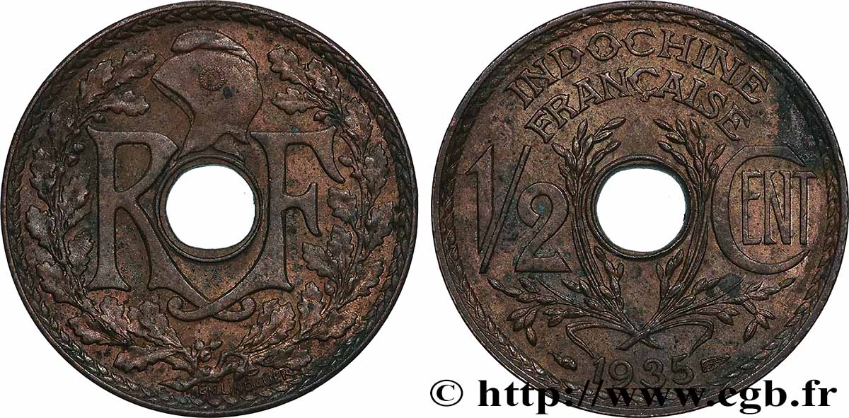 FRANZÖSISCHE-INDOCHINA 1/2 Centième 1935 Paris fVZ 
