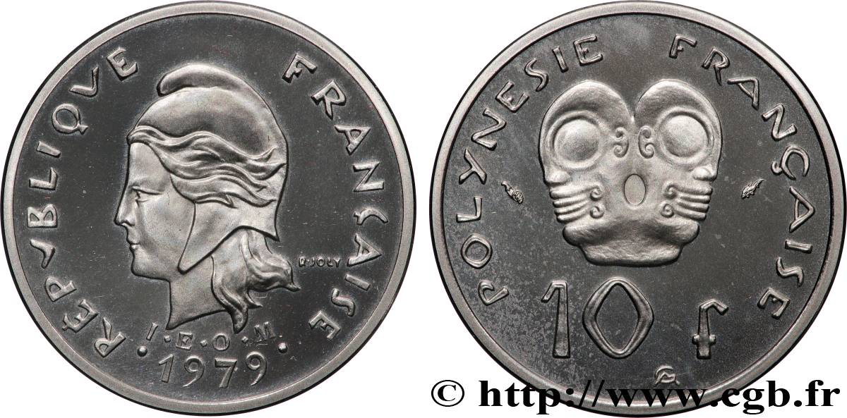 FRENCH POLYNESIA Piéfort de 10 Francs I.E.O.M. 1979 Paris MS 