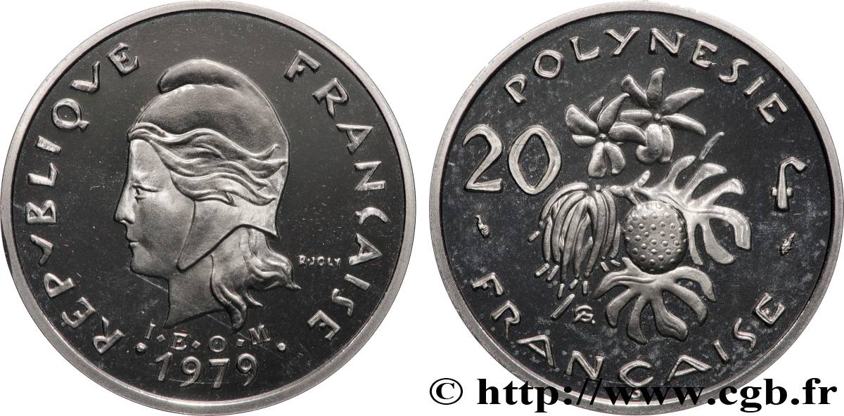 FRENCH POLYNESIA Piéfort de 20 Francs Marianne 1979 Paris MS 