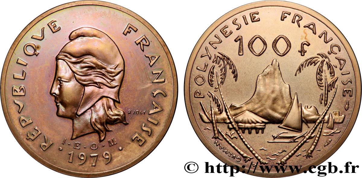 FRENCH POLYNESIA Piéfort de 100 Francs type IEOM 1979 Paris MS 