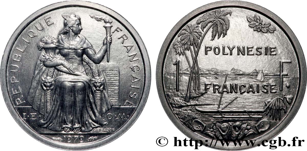 FRENCH POLYNESIA Piéfort de 1 Franc I.E.O.M. 1979 Paris MS 