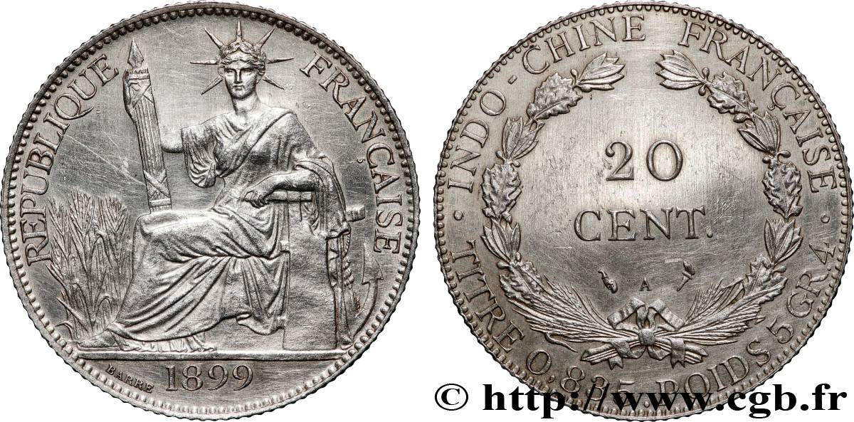FRENCH INDOCHINA 20 Centièmes 1899 Paris MS 