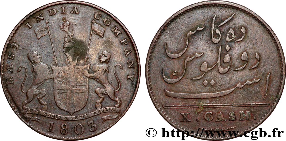 ISOLA DE FRANCIA (MAURITIUS) X (10) Cash East India Company 1803 Madras q.BB 
