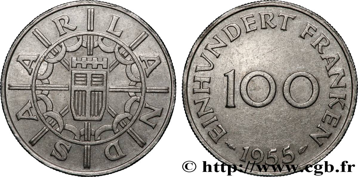 SAARLAND 100 Franken 1955 Paris AU 