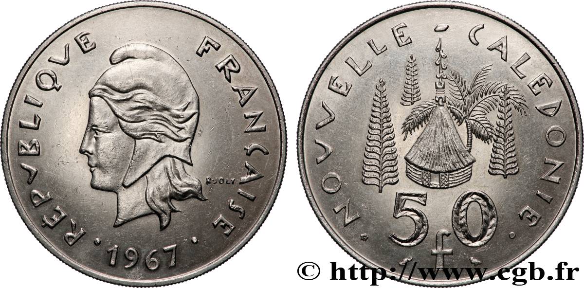 NEW CALEDONIA 50 Francs frappe courante 1967 Paris AU 